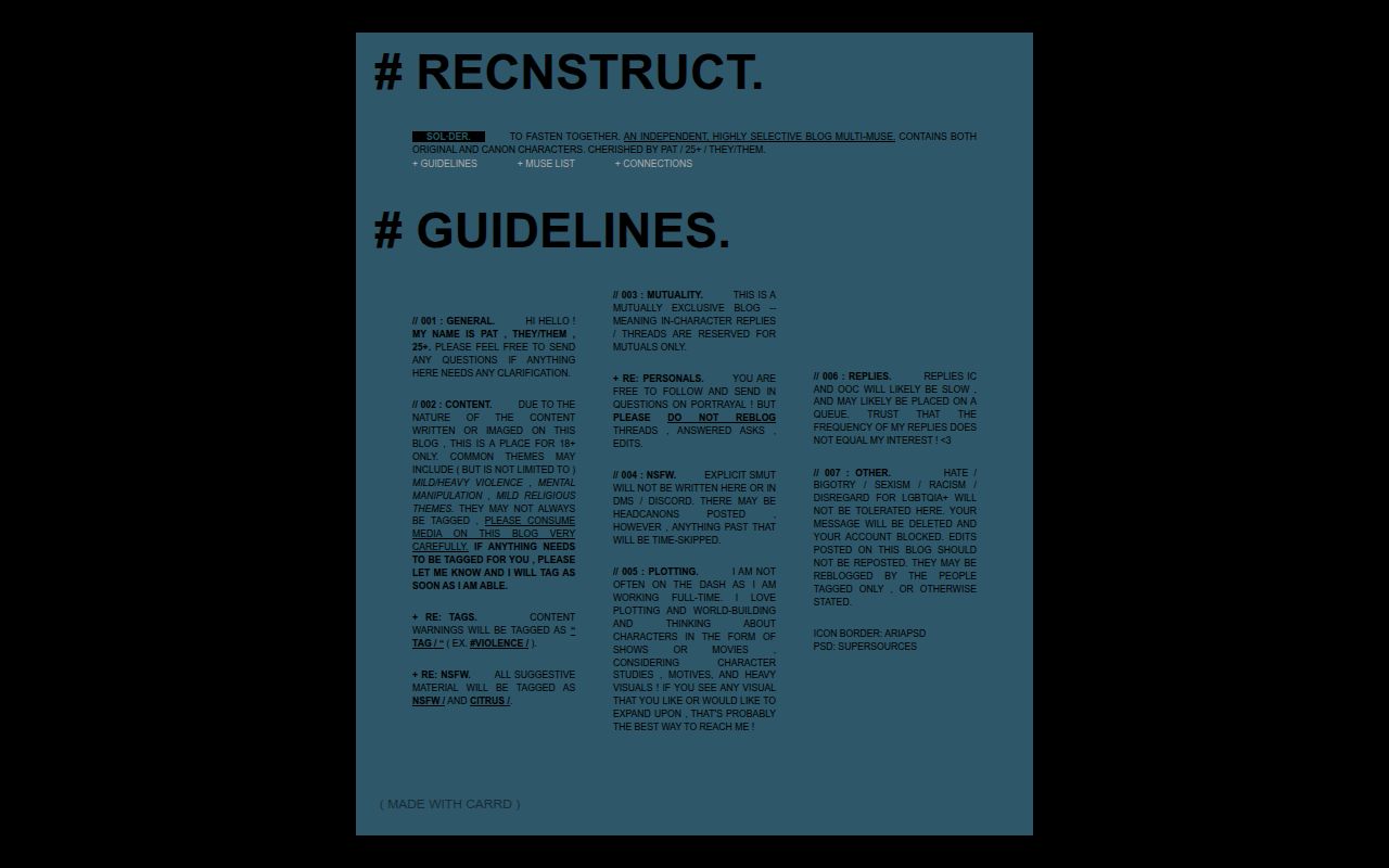Carrd profile picture for @reconstruct